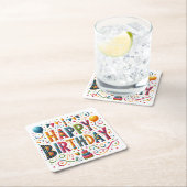 Happy Birthday Rechteckiger Pappuntersetzer (Vor Ort)