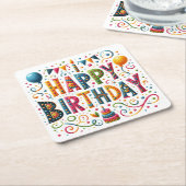 Happy Birthday Rechteckiger Pappuntersetzer (angewinkelt)