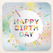 Happy Birthday Rechteckiger Pappuntersetzer (Vorderseite)
