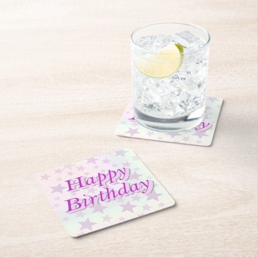 Happy Birthday!! Rechteckiger Pappuntersetzer (Vor Ort)