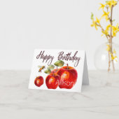Happy Birthday Red Apple Watercolor Card Karte (Gelbe Blume)