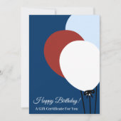 Happy Birthday Red Balloon Geschenkzertifikat (Vorderseite)