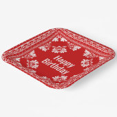 Happy Birthday Red Bandana Pappteller (Gewinkelt)