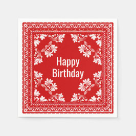 Happy Birthday Red Bandana Serviette