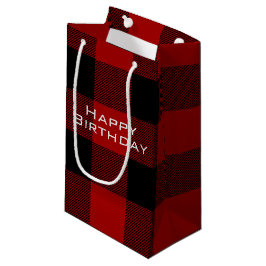 Happy Birthday Red Black Buffalo kariert Kleine Geschenktüte