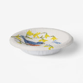 Happy Birthday Red Blue Bird Zweig Hübsche Blume Pappteller (Gewinkelt)