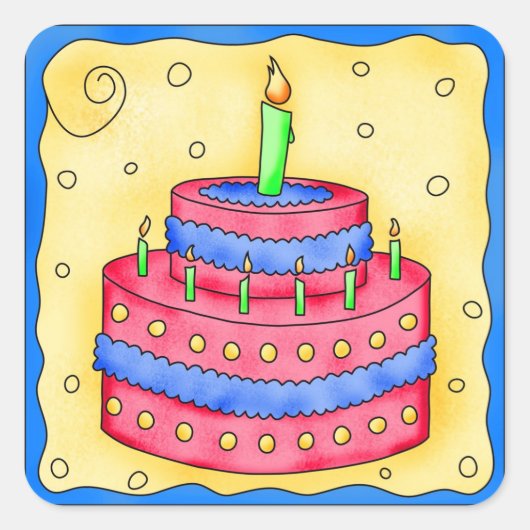 Happy Birthday Red Cake Sticker 1 (Vorderseite)