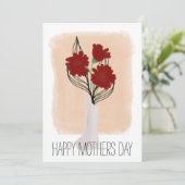 Happy Birthday Red Florals Brush Stroke Karte (Stehend Vorderseite)