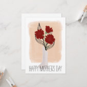 Happy Birthday Red Florals Brush Stroke Karte (Vorderseite/Rückseite Beispiel)