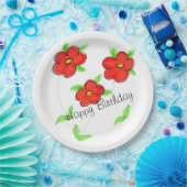 Happy Birthday Red Flows Paper Tellers Pappteller (Party)