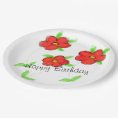 Happy Birthday Red Flows Paper Tellers Pappteller (Schrägansicht)