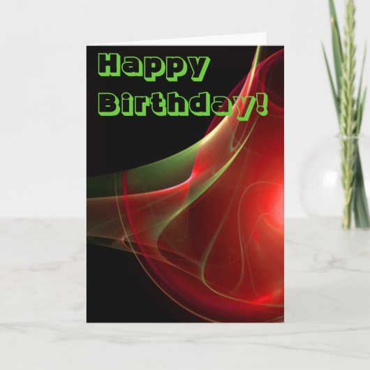 Happy Birthday Red Green Abstrakt Blank Template Karte (Vorderseite)