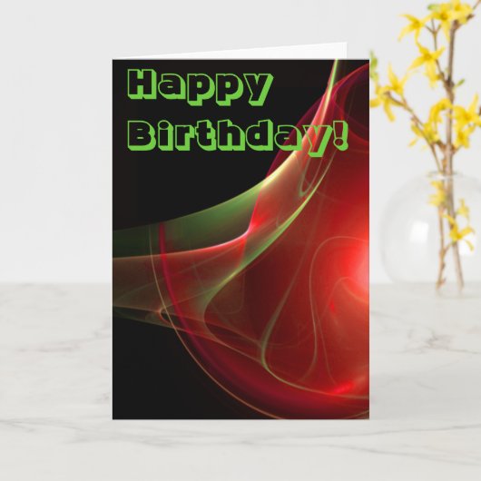 Happy Birthday Red Green Abstrakt Blank Template Karte (Gelbe Blume)