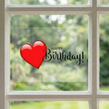 Happy Birthday Red Heart Window Cloning