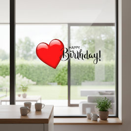 Happy Birthday Red Heart Window Cloning Fensteraufkleber