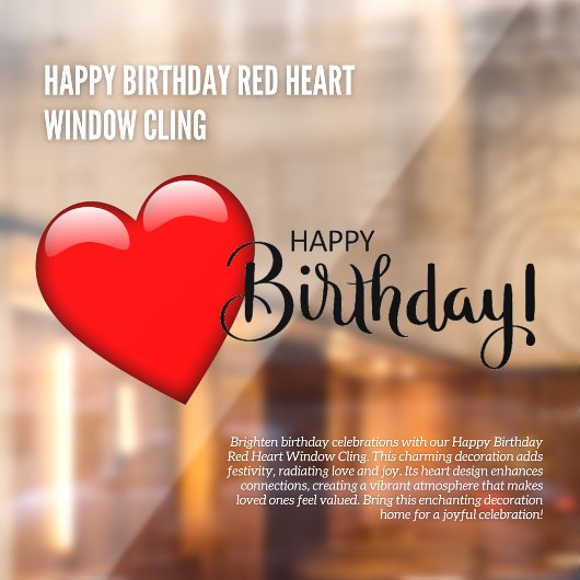 Happy Birthday Red Heart Window Cloning Fensteraufkleber