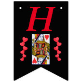 Happy Birthday Red Hearts Queen Playing Card Wimpelkette (Erste Fahne)
