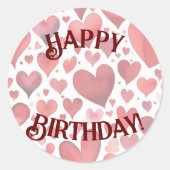 Happy Birthday Red Hearts Sticker (Vorderseite)