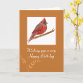 Happy Birthday Red Kardinal Bird Watercolor Karte (Gelbe Blume)