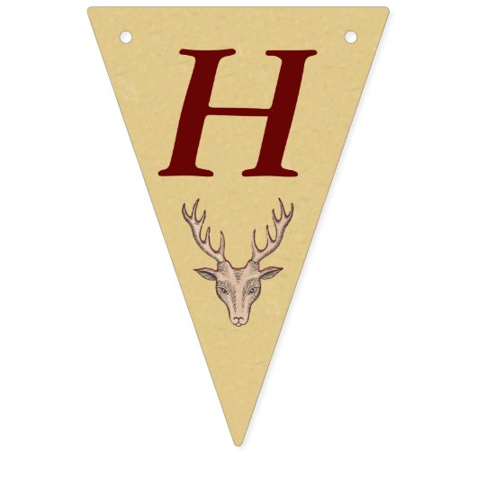 Happy Birthday Red Kontur Trophy Deer Head Antler Wimpelkette (Erste Fahne)