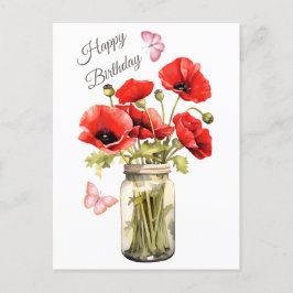 Happy Birthday Red Poppy Blume Postkarte