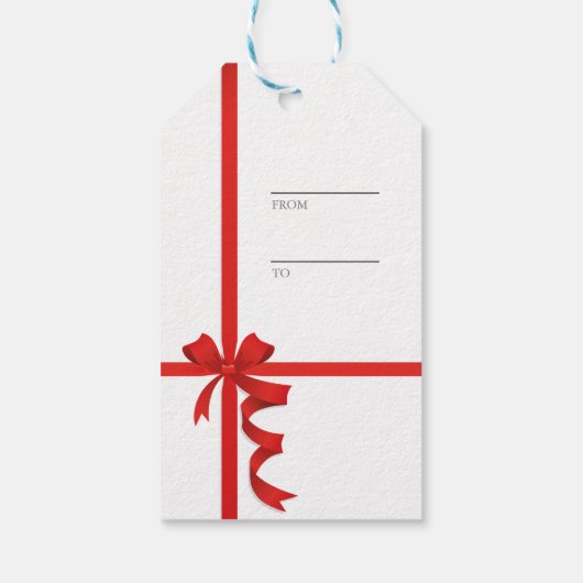 Happy Birthday Red Ribbon Geschenkanhänger (Rückseite)