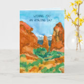 Happy Birthday Red Rock Moab Mountains Karte (Gelbe Blume)