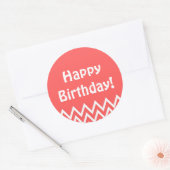Happy Birthday - Red Round Sticker (Umschlag)