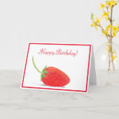 Happy Birthday Red Strawberry Illustration Karte (Gelbe Blume)