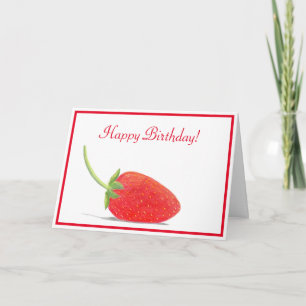 Happy Birthday Red Strawberry Illustration Karte