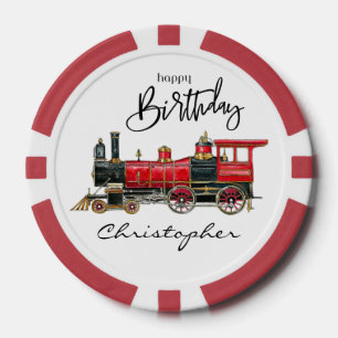 Happy Birthday Red Train Pokerchips