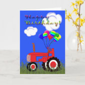 Happy Birthday Red Traktor Card Karte (Gelbe Blume)