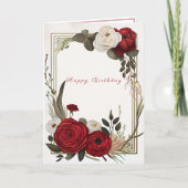 Happy Birthday Red White Roses Karte (Vorderseite)