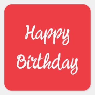 Happy Birthday Red White Trendy Custom Color Quadratischer Aufkleber