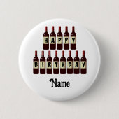 Happy Birthday Red Wine Flaschen Customized Button (Vorderseite)