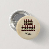 Happy Birthday Red Wine Flaschen individuell angep Button (Vorne & Hinten)