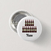 Happy Birthday Red Wine Flaschen individuell angep Button (Vorne & Hinten)