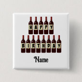 Happy Birthday Red Wine Flaschen individuell angep Button (Vorderseite)