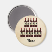 Happy Birthday Red Wine Flaschen individuell angep Magnet (Vorderseite/Rückseite)