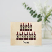Happy Birthday Red Wine Flaschen individuell angep Postkarte (Stehend Vorderseite)