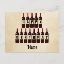 Happy Birthday Red Wine Flaschen individuell angep Postkarte