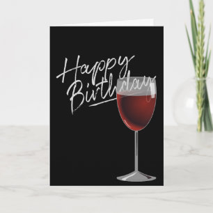 Happy Birthday Red Wine On Black Karte