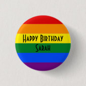 Happy Birthday Regenbogen-Abzeichen-Vorlage Button (Vorderseite)
