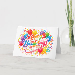 Happy Birthday Regenbogenballons Konfetti Dankeskarte