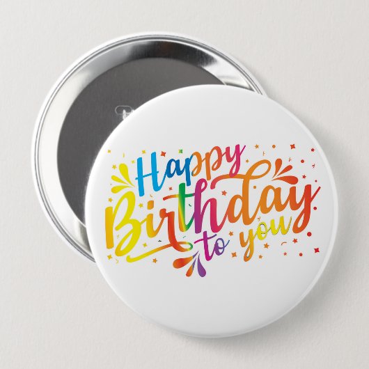 Happy Birthday - Regenbogenfarben Birthday Button (Vorne & Hinten)