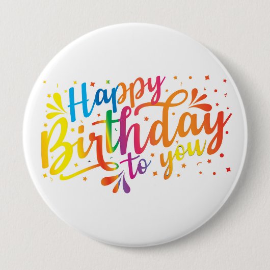 Happy Birthday - Regenbogenfarben Birthday Button (Vorderseite)