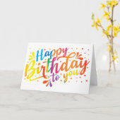 Happy Birthday Regenbogenfarben Karte (Gelbe Blume)
