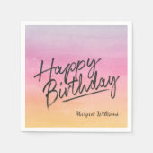 Happy Birthday Regenbogenfarben Serviette (Vorderseite)