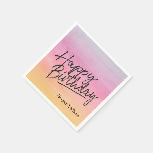 Happy Birthday Regenbogenfarben Serviette (Ecke)