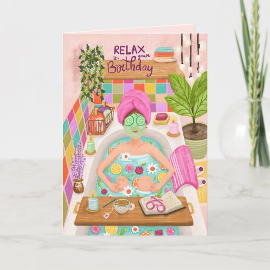 Happy Birthday Relax Blume Mama Girl Mütter Karte (Vorderseite)